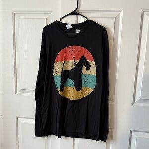 Port and Company Black Long Sleeve Tee with Retro Dog Design